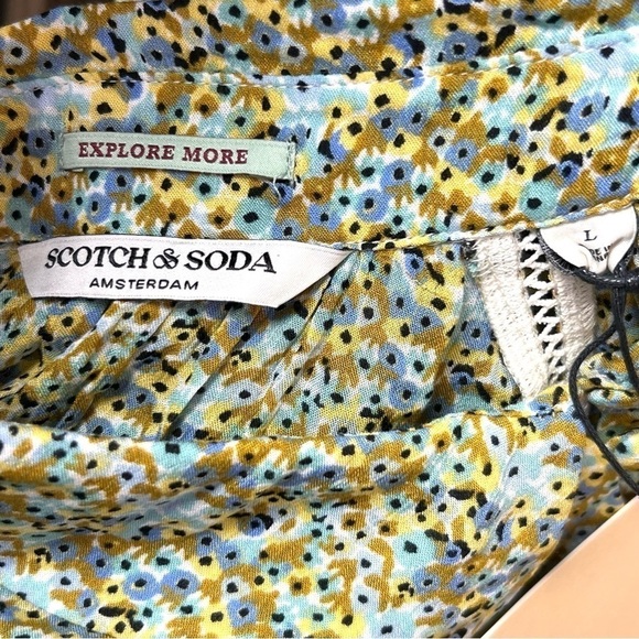 NWT SCOTCH SODA Floral Print Long Sleeve Ruffle Hem Smocked Waist Shirt Dress L - Picture 13 of 16